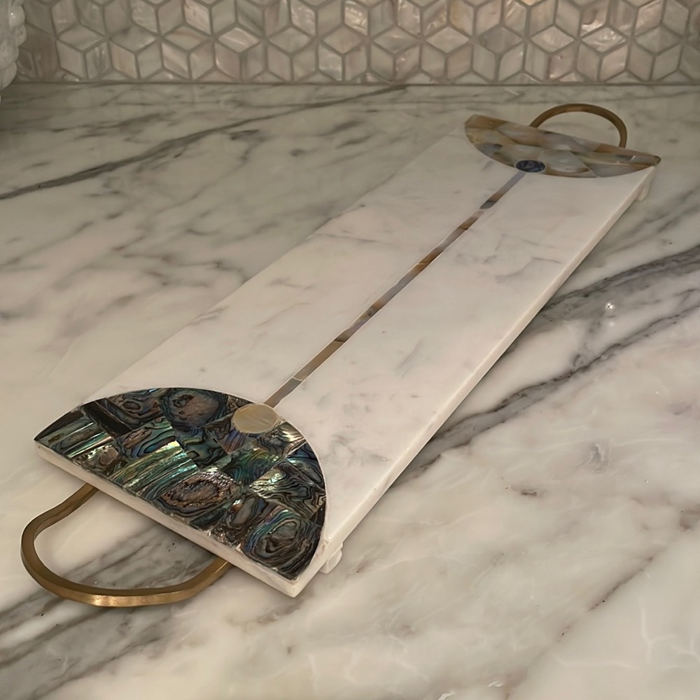 NWT - Anthropologie - marble & brass cheese board